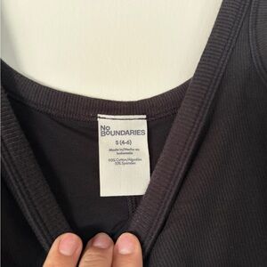 No Boundaries Charcoal Ribbed body suit